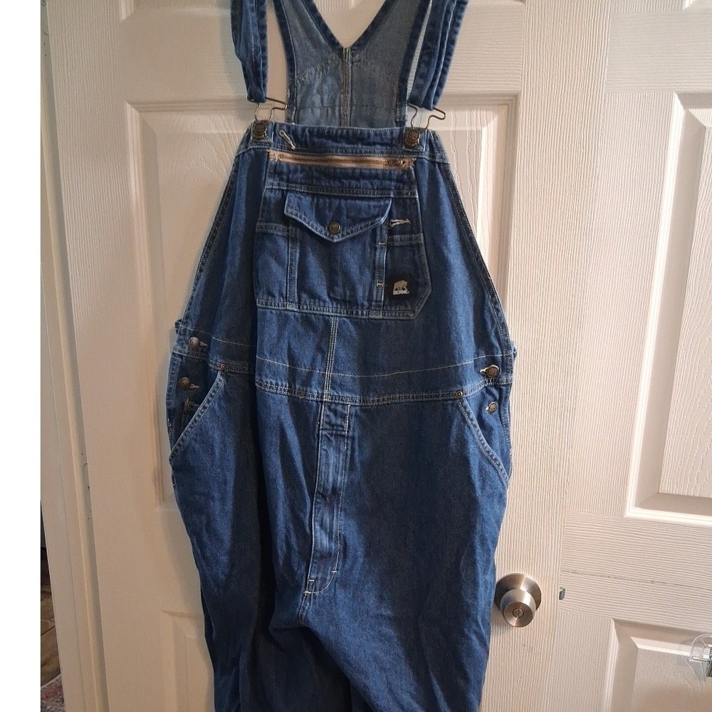 Berne Men Carpenter Jean Overall 52x32 Denim With 11‎ Pockets